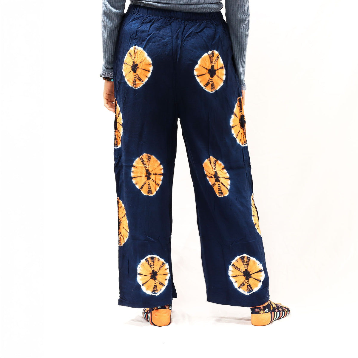 Japanese Style Lounge Pants - Blue & Orange - M